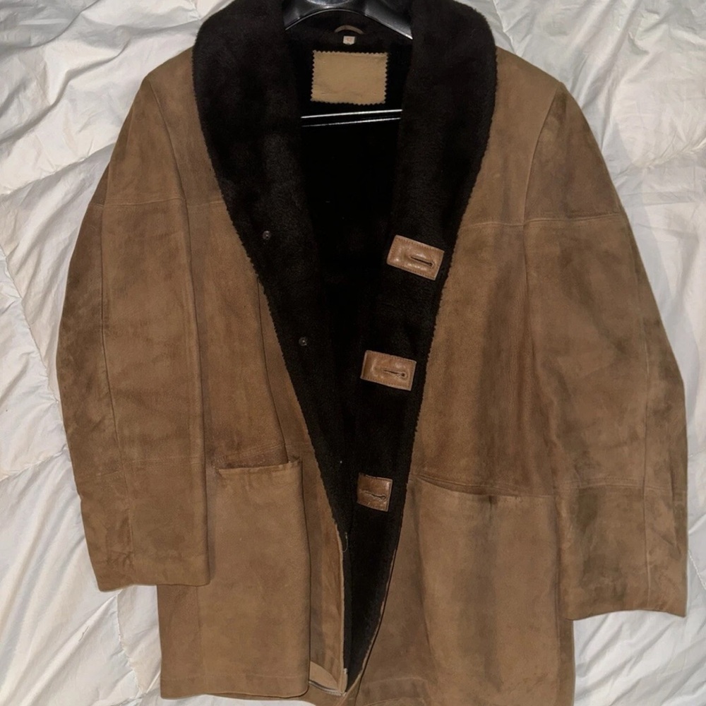 - Tailor Made Vintage - 1970s Real Leather Suede AAWool Handmade Coat Size L 42